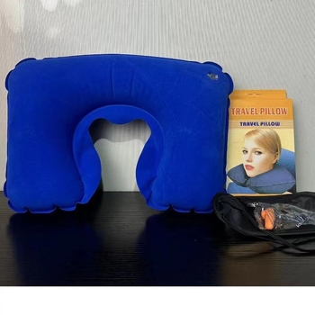 Napuhivački U-oblik jastuk za vrat – kompaktan za putovanja i kampiranje, PVC materijal, debljina 17, težina 58, pogodan za odrasle i djecu