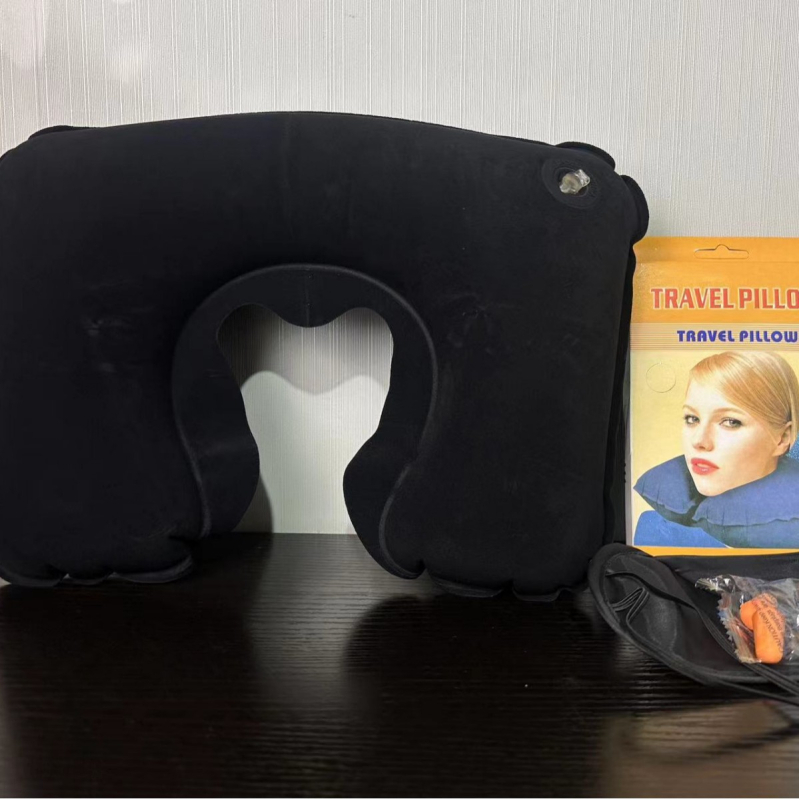 Napuhivački U-oblik jastuk za vrat – kompaktan za putovanja i kampiranje, PVC materijal, debljina 17, težina 58, pogodan za odrasle i djecu