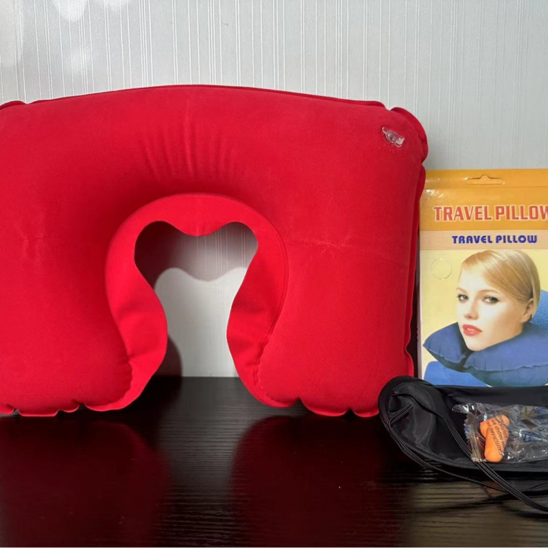Napuhivački U-oblik jastuk za vrat – kompaktan za putovanja i kampiranje, PVC materijal, debljina 17, težina 58, pogodan za odrasle i djecu