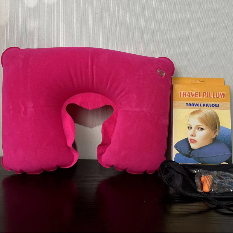 Napuhivački U-oblik jastuk za vrat – kompaktan za putovanja i kampiranje, PVC materijal, debljina 17, težina 58, pogodan za odrasle i djecu