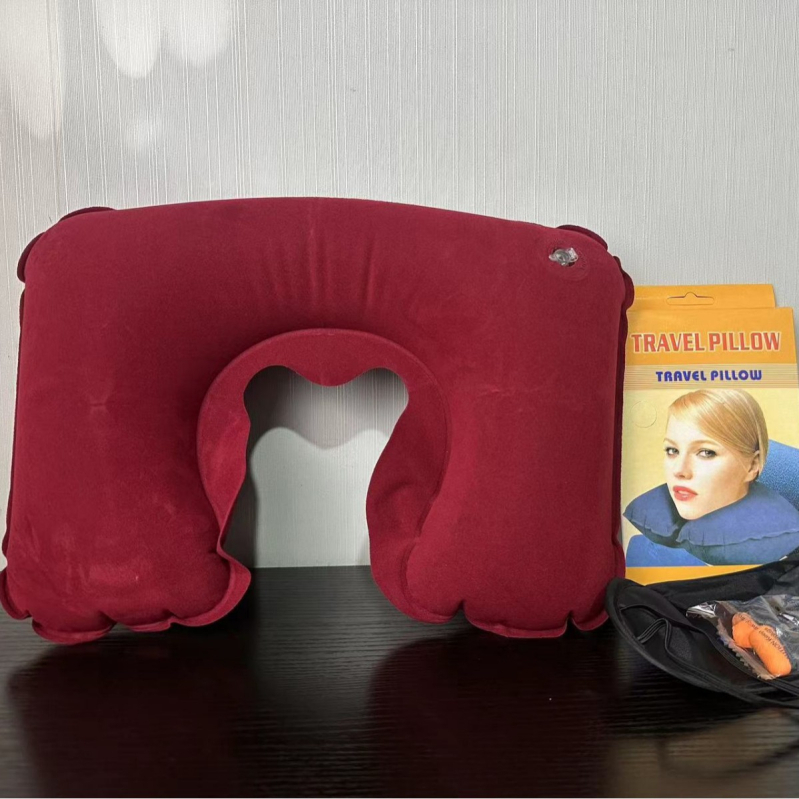 Napuhivački U-oblik jastuk za vrat – kompaktan za putovanja i kampiranje, PVC materijal, debljina 17, težina 58, pogodan za odrasle i djecu