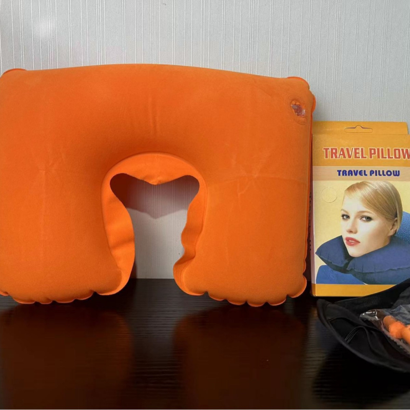 Napuhivački U-oblik jastuk za vrat – kompaktan za putovanja i kampiranje, PVC materijal, debljina 17, težina 58, pogodan za odrasle i djecu