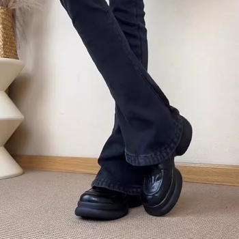 Ženske platform loaferice s okruglim nosom, debelim petom, gornji dio od mikrovlakna, gumena potplat