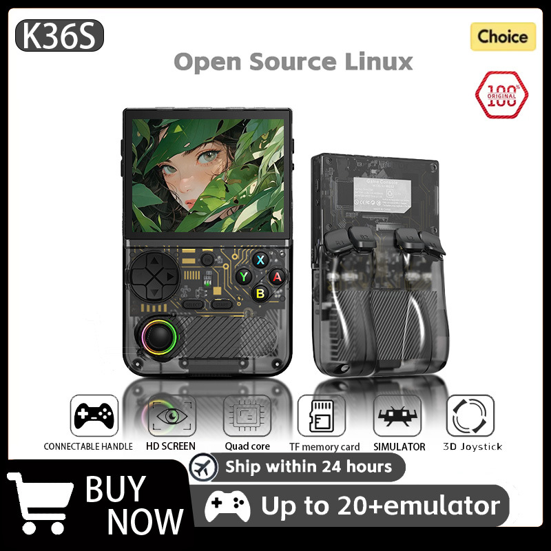 K36S consolă portabilă de jocuri, RPG, ARM64 quad-core până la 1,5GHz, 64GB, Type-C OTG, MP4 player