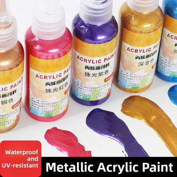 Akrilový pigment s kovovým leskom, sada 15 fľaštičiek, vodotesný, na farbenie, graffiti a pozlátenie stien