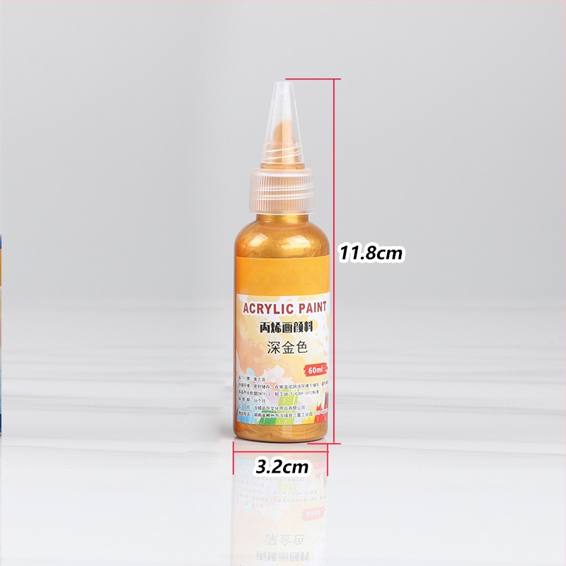 Akrilový pigment s kovovým leskom, sada 15 fľaštičiek, vodotesný, na farbenie, graffiti a pozlátenie stien