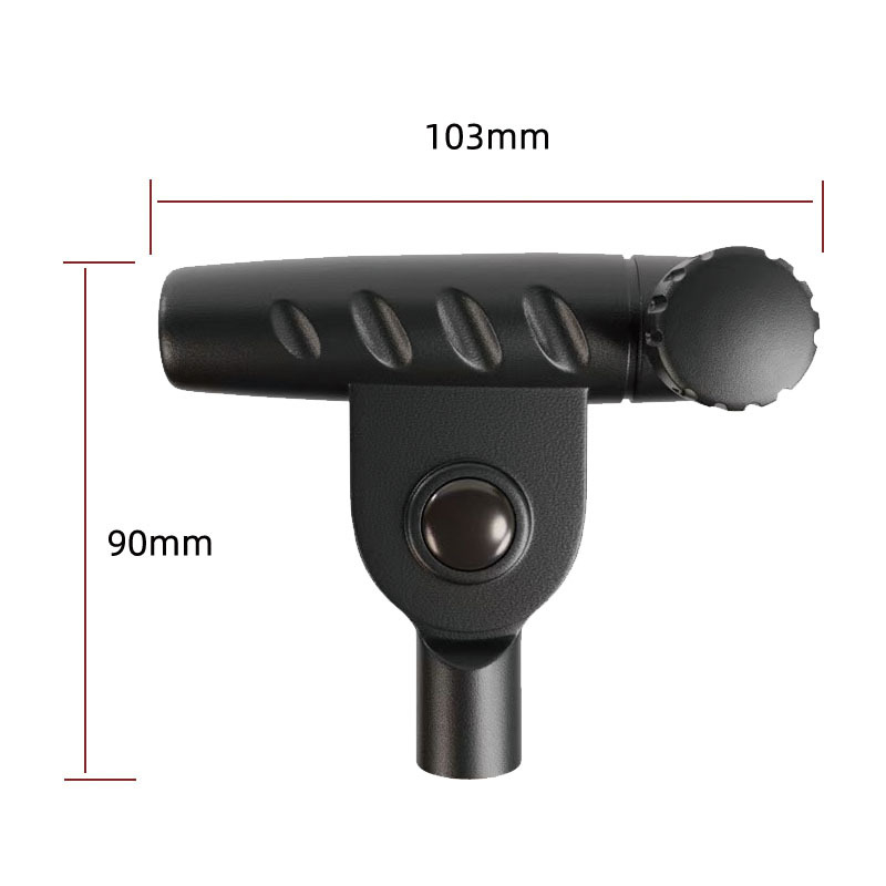 Микрофонна стойка с Т-образно съединение, разширение на напречната греда, свързващ прът и скоба