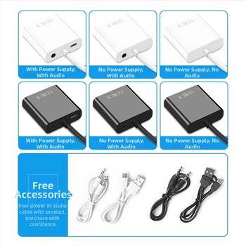 HDMI na VGA adapter s zvukom, 1080P napajani video pretvarač za PC/TV/projektor