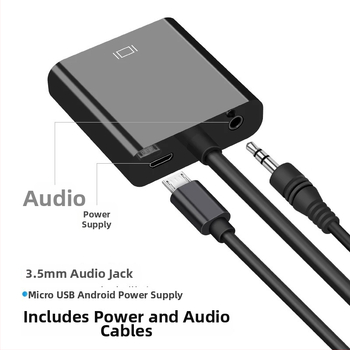 HDMI na VGA adapter s zvukom, 1080P napajani video pretvarač za PC/TV/projektor