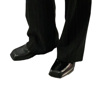 Unisex kožni loaferi, četvrtasti vrh, slip-on, ravna peta, gumeni potplat