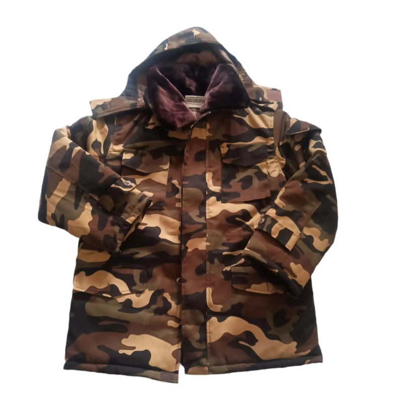 Palton camuflaj militar pentru iarnă – impermeabil, rezistent la vânt și cald, țesătură din amestec de bumbac, lungime medie