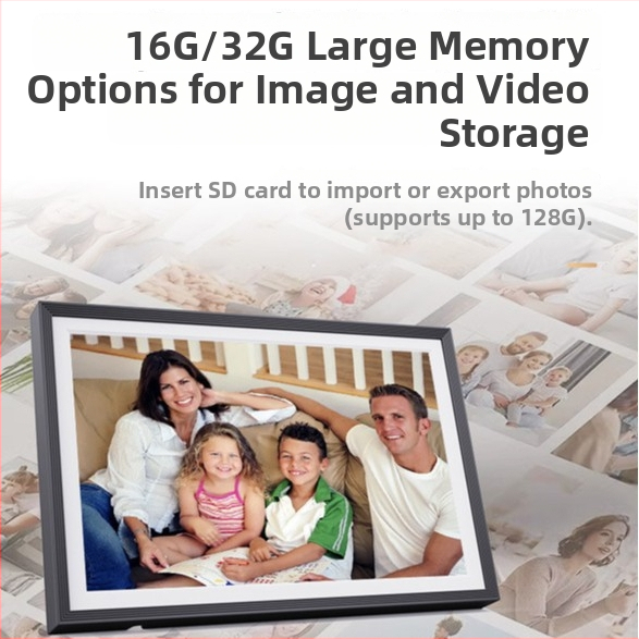 Digitálna foto rám s ultratenkým rámom Uhale, Wi-Fi prenos fotografií, IPS dotyková obrazovka, 1280x800 rozlíšenie, 32GB úložisko