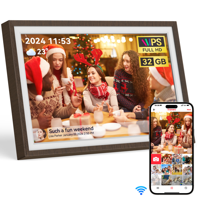 Uhale ultra-szűk keretes digitális képkeret, Wi-Fi képátvitel, IPS érintőképernyő, 1280x800 felbontás, 32GB tárhely