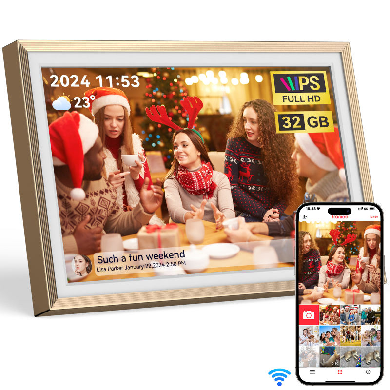 Uhale ultra-szűk keretes digitális képkeret, Wi-Fi képátvitel, IPS érintőképernyő, 1280x800 felbontás, 32GB tárhely