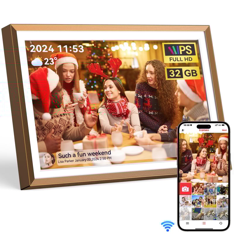 Uhale ultra-szűk keretes digitális képkeret, Wi-Fi képátvitel, IPS érintőképernyő, 1280x800 felbontás, 32GB tárhely