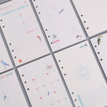 Refill loose-leaf A5/A6/A7 cu 6 găuri universale, hârtie offset dublă, 45 de file, nucleu interior personalizabil