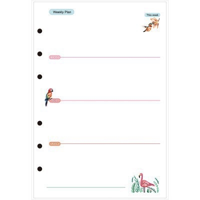 Refill loose-leaf A5/A6/A7 cu 6 găuri universale, hârtie offset dublă, 45 de file, nucleu interior personalizabil