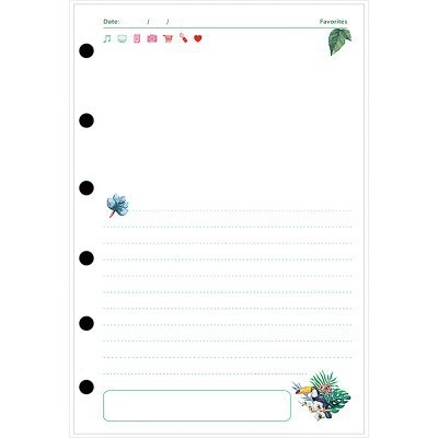 Refill loose-leaf A5/A6/A7 cu 6 găuri universale, hârtie offset dublă, 45 de file, nucleu interior personalizabil