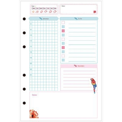 Refill loose-leaf A5/A6/A7 cu 6 găuri universale, hârtie offset dublă, 45 de file, nucleu interior personalizabil