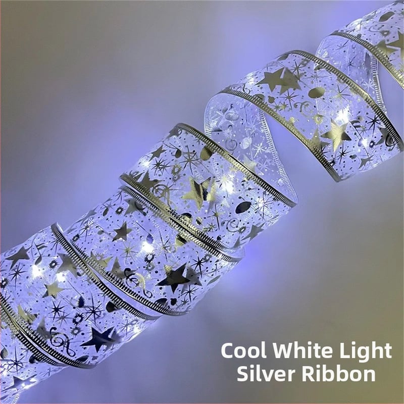 Λωρίδα φωτισμού σε σχήμα λουλουδιού από σατέν κορδέλα, 100 LED, 4,5 V, IP44, 6000K, με μπαταρία