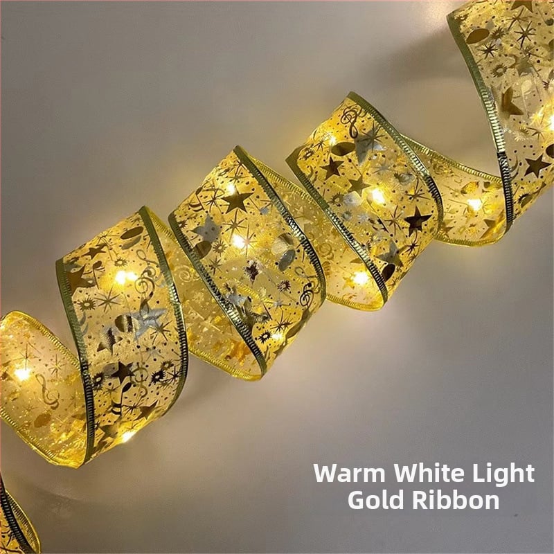 Λωρίδα φωτισμού σε σχήμα λουλουδιού από σατέν κορδέλα, 100 LED, 4,5 V, IP44, 6000K, με μπαταρία