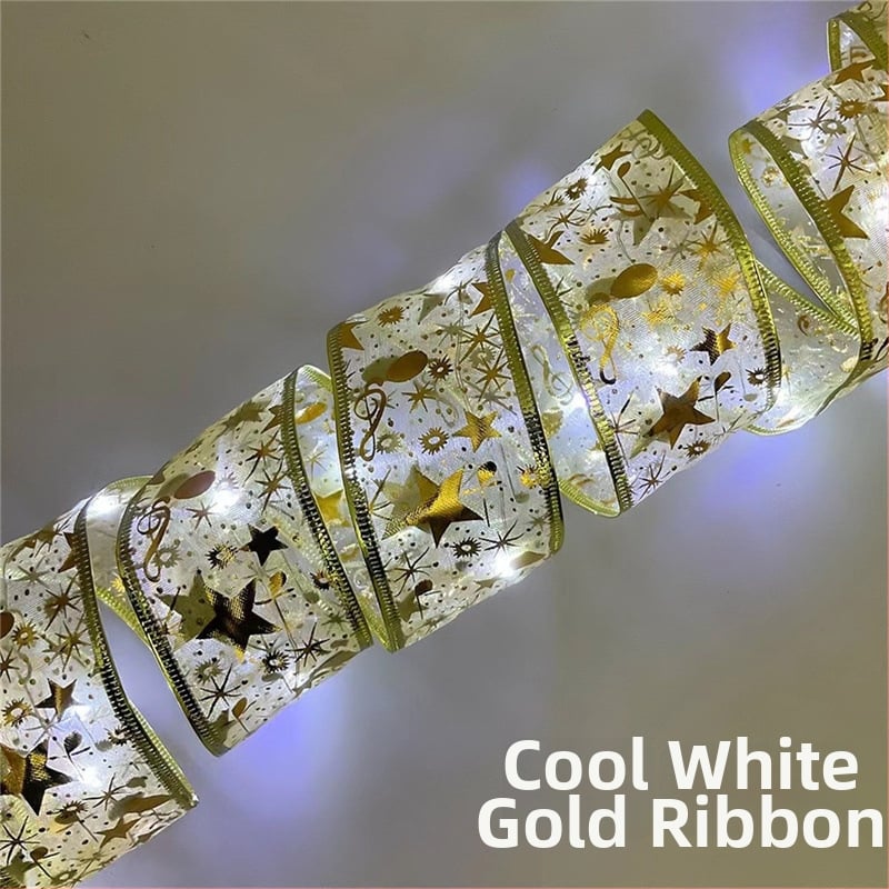 Λωρίδα φωτισμού σε σχήμα λουλουδιού από σατέν κορδέλα, 100 LED, 4,5 V, IP44, 6000K, με μπαταρία