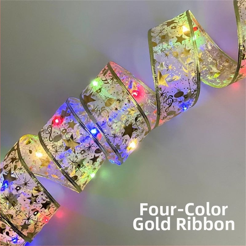 Λωρίδα φωτισμού σε σχήμα λουλουδιού από σατέν κορδέλα, 100 LED, 4,5 V, IP44, 6000K, με μπαταρία