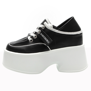 Ženske tenisice s platformom na klinu, kvadratni vrh prsta, kožni gornji dio, PU ulošak, visina potpetice 6-8 cm