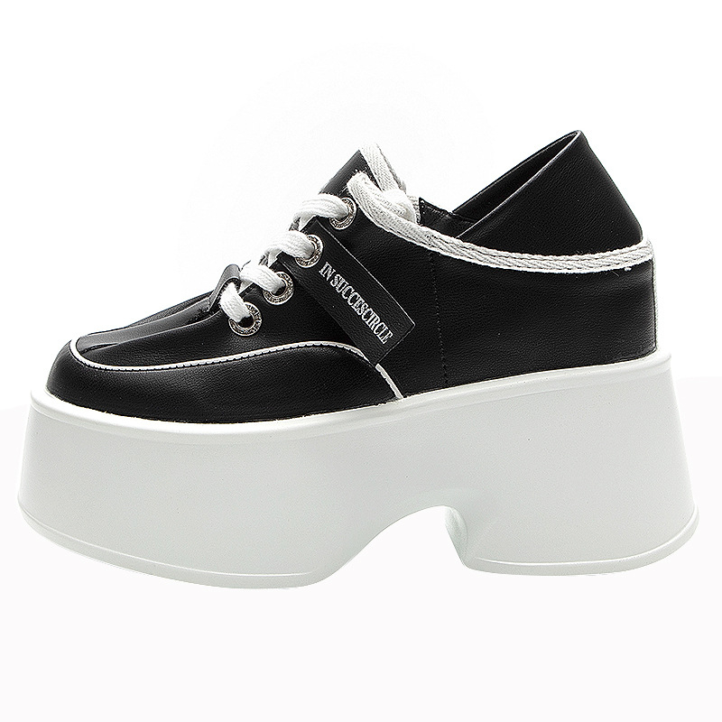 Ženske tenisice s platformom na klinu, kvadratni vrh prsta, kožni gornji dio, PU ulošak, visina potpetice 6-8 cm