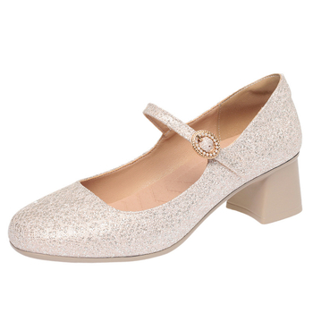 Pantofi Mary Jane pentru femei cu cataramă, toc mic și gros, partea superioară PU, talpă EVA