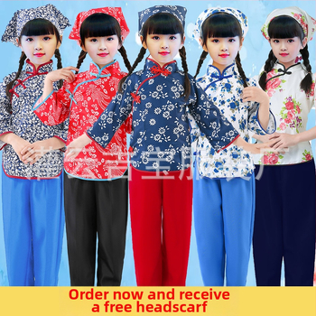 Etnički plesni kostim za Yangko, floralni uzorak, poliester 95%+, za žene do 17 godina, proljeće 2024