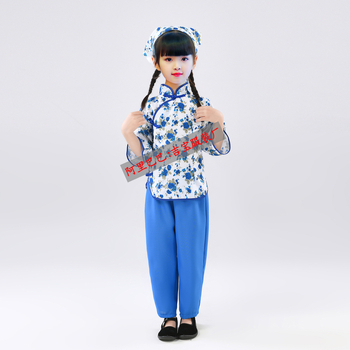 Etnički plesni kostim za Yangko, floralni uzorak, poliester 95%+, za žene do 17 godina, proljeće 2024