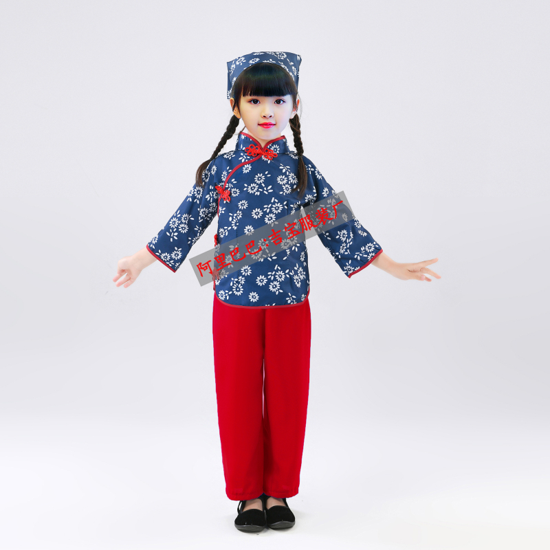 Etnički plesni kostim za Yangko, floralni uzorak, poliester 95%+, za žene do 17 godina, proljeće 2024