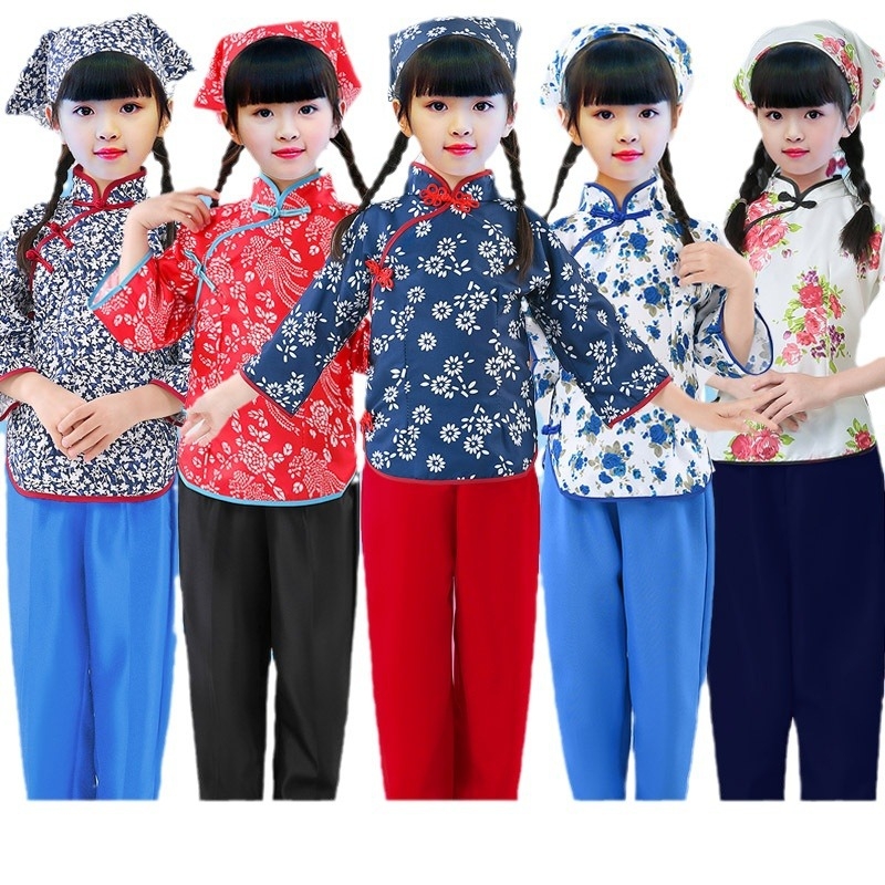 Etnički plesni kostim za Yangko, floralni uzorak, poliester 95%+, za žene do 17 godina, proljeće 2024