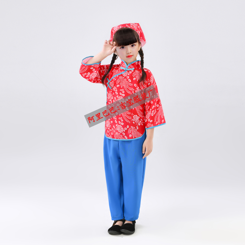 Etnički plesni kostim za Yangko, floralni uzorak, poliester 95%+, za žene do 17 godina, proljeće 2024