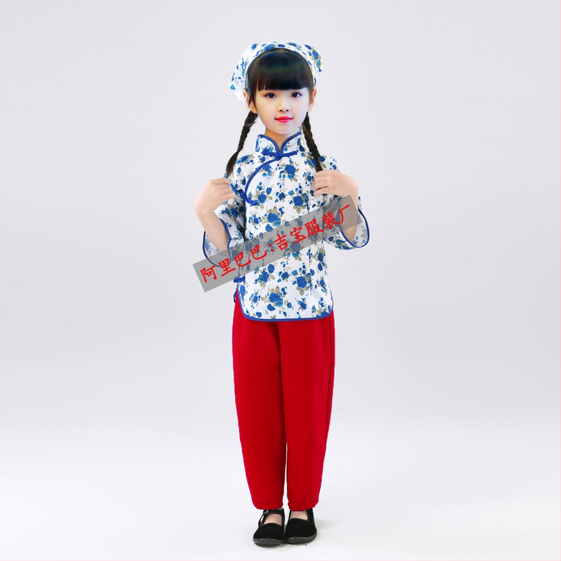 Etnički plesni kostim za Yangko, floralni uzorak, poliester 95%+, za žene do 17 godina, proljeće 2024