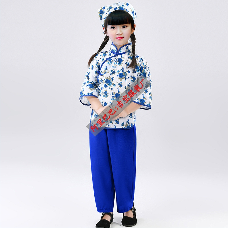 Etnički plesni kostim za Yangko, floralni uzorak, poliester 95%+, za žene do 17 godina, proljeće 2024