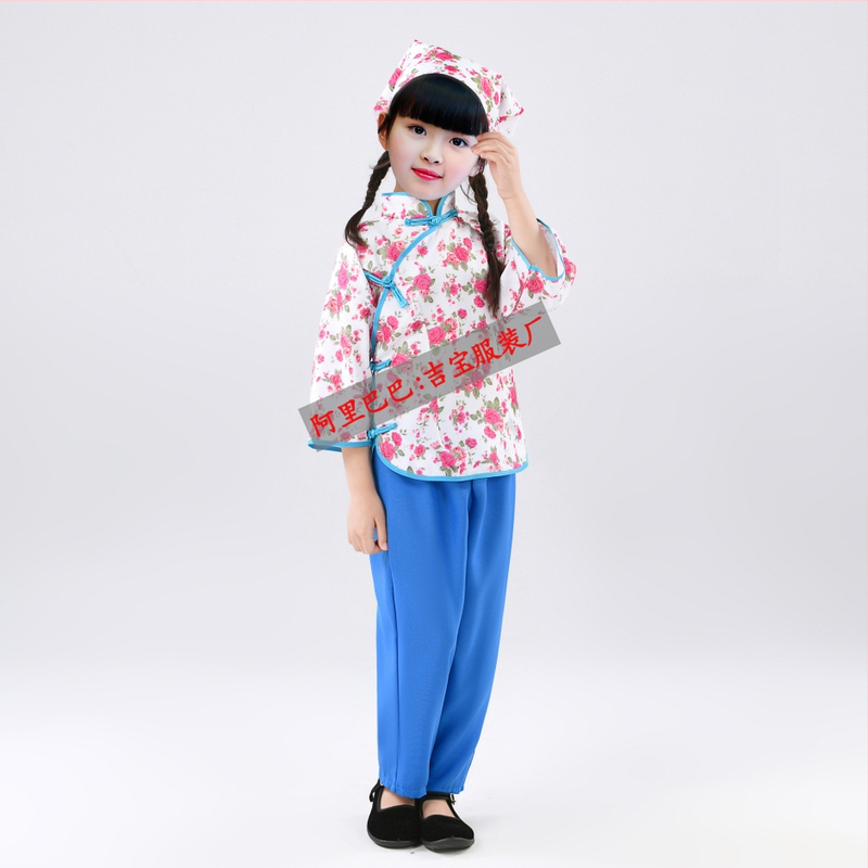 Etnički plesni kostim za Yangko, floralni uzorak, poliester 95%+, za žene do 17 godina, proljeće 2024