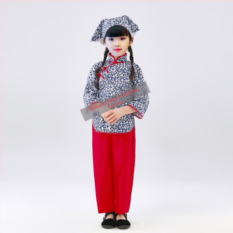 Etnički plesni kostim za Yangko, floralni uzorak, poliester 95%+, za žene do 17 godina, proljeće 2024