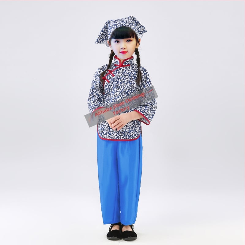 Etnički plesni kostim za Yangko, floralni uzorak, poliester 95%+, za žene do 17 godina, proljeće 2024