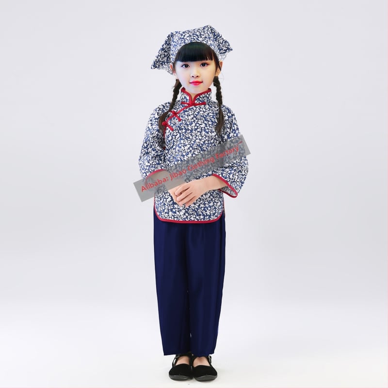 Etnički plesni kostim za Yangko, floralni uzorak, poliester 95%+, za žene do 17 godina, proljeće 2024