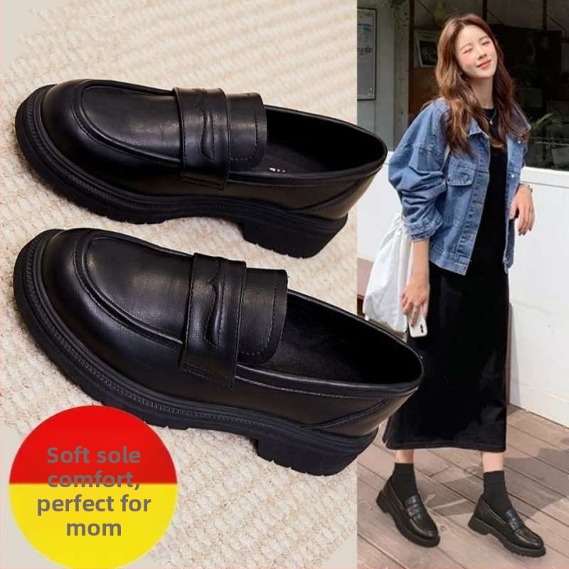 Ženske loafers za gradski stil i poslovnu upotrebu, okrugli vrh, gornji dio od više materijala, srednja visina, slip-on, gumena potplat