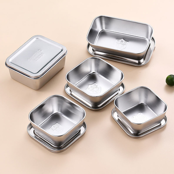 Τετράγωνο δοχείο αποθήκευσης τροφίμων από ανοξείδωτο χάλυβα 304, με καπάκι, χωρητικότητα κάτω των 300 ml, Crisperware