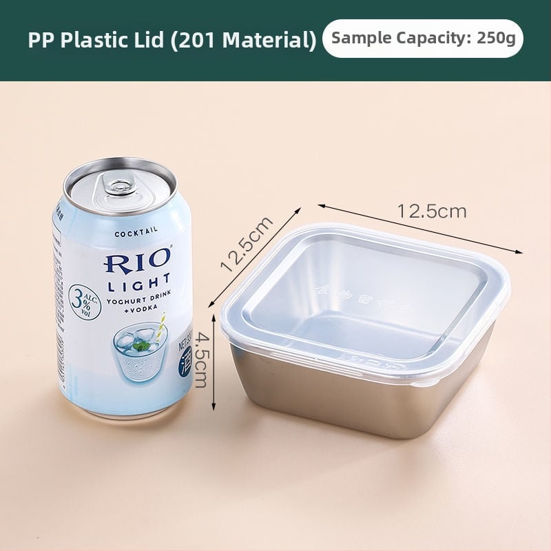 Τετράγωνο δοχείο αποθήκευσης τροφίμων από ανοξείδωτο χάλυβα 304, με καπάκι, χωρητικότητα κάτω των 300 ml, Crisperware