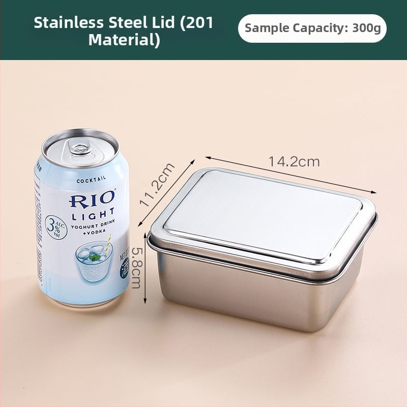 Τετράγωνο δοχείο αποθήκευσης τροφίμων από ανοξείδωτο χάλυβα 304, με καπάκι, χωρητικότητα κάτω των 300 ml, Crisperware