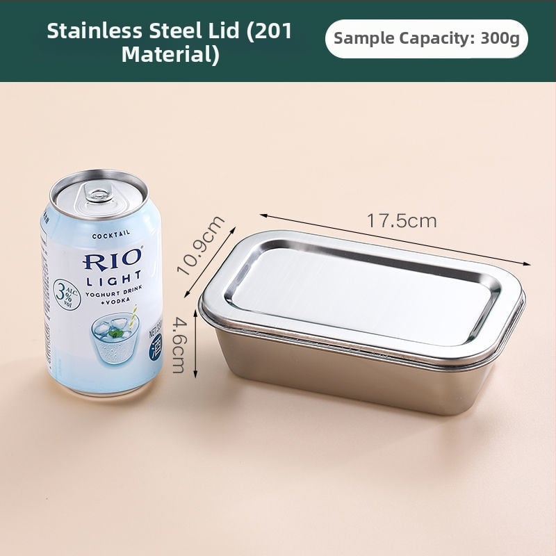 Τετράγωνο δοχείο αποθήκευσης τροφίμων από ανοξείδωτο χάλυβα 304, με καπάκι, χωρητικότητα κάτω των 300 ml, Crisperware