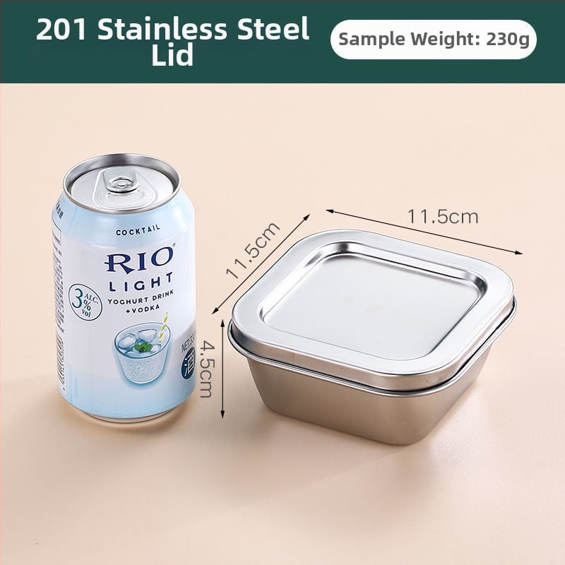 Τετράγωνο δοχείο αποθήκευσης τροφίμων από ανοξείδωτο χάλυβα 304, με καπάκι, χωρητικότητα κάτω των 300 ml, Crisperware