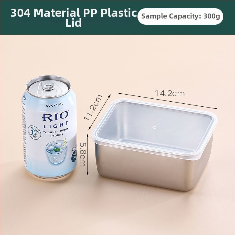 Τετράγωνο δοχείο αποθήκευσης τροφίμων από ανοξείδωτο χάλυβα 304, με καπάκι, χωρητικότητα κάτω των 300 ml, Crisperware