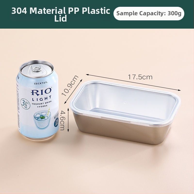 Τετράγωνο δοχείο αποθήκευσης τροφίμων από ανοξείδωτο χάλυβα 304, με καπάκι, χωρητικότητα κάτω των 300 ml, Crisperware