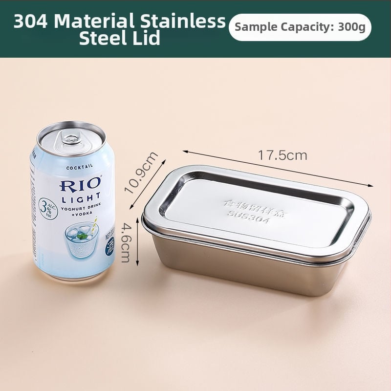 Τετράγωνο δοχείο αποθήκευσης τροφίμων από ανοξείδωτο χάλυβα 304, με καπάκι, χωρητικότητα κάτω των 300 ml, Crisperware